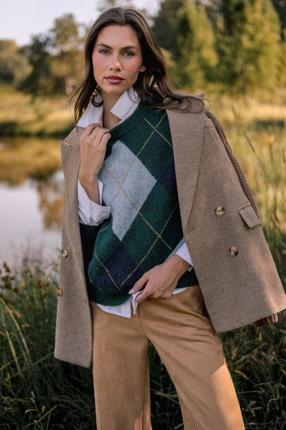 Camel Triko Kollu Yün Karışımlı Blazer