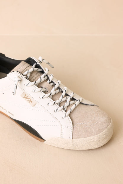 Beyaz Çok Renkli Deri ve Süet Sneaker