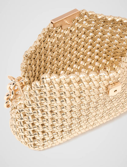 Teagan Weave Chain Çanta Altın Rengi