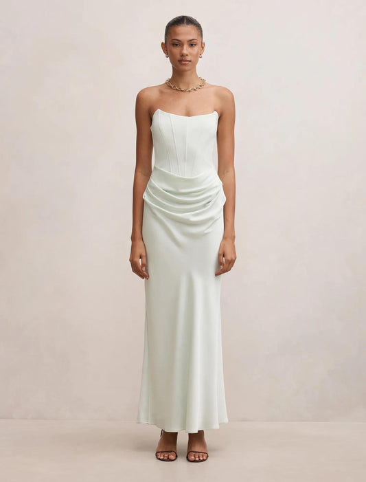 Isra Drape Askısız Maxi Elbise Spearmint