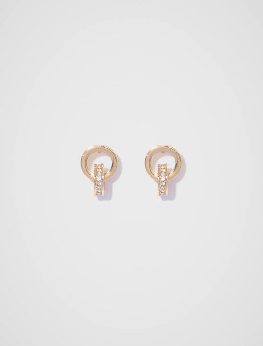 Jasmine Double Hoop Small Küpe Altın Rengi/Kristal