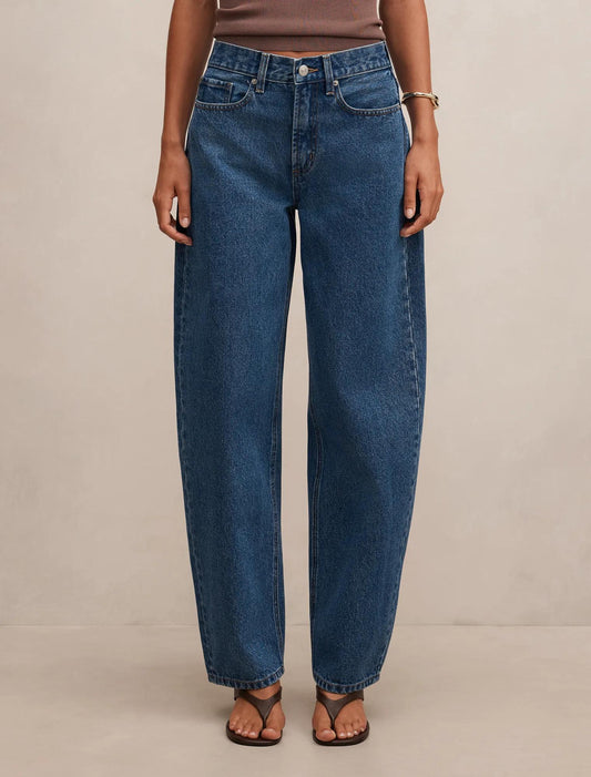 Emma Mid Rise Balon Paça Jean Orta Yıkama