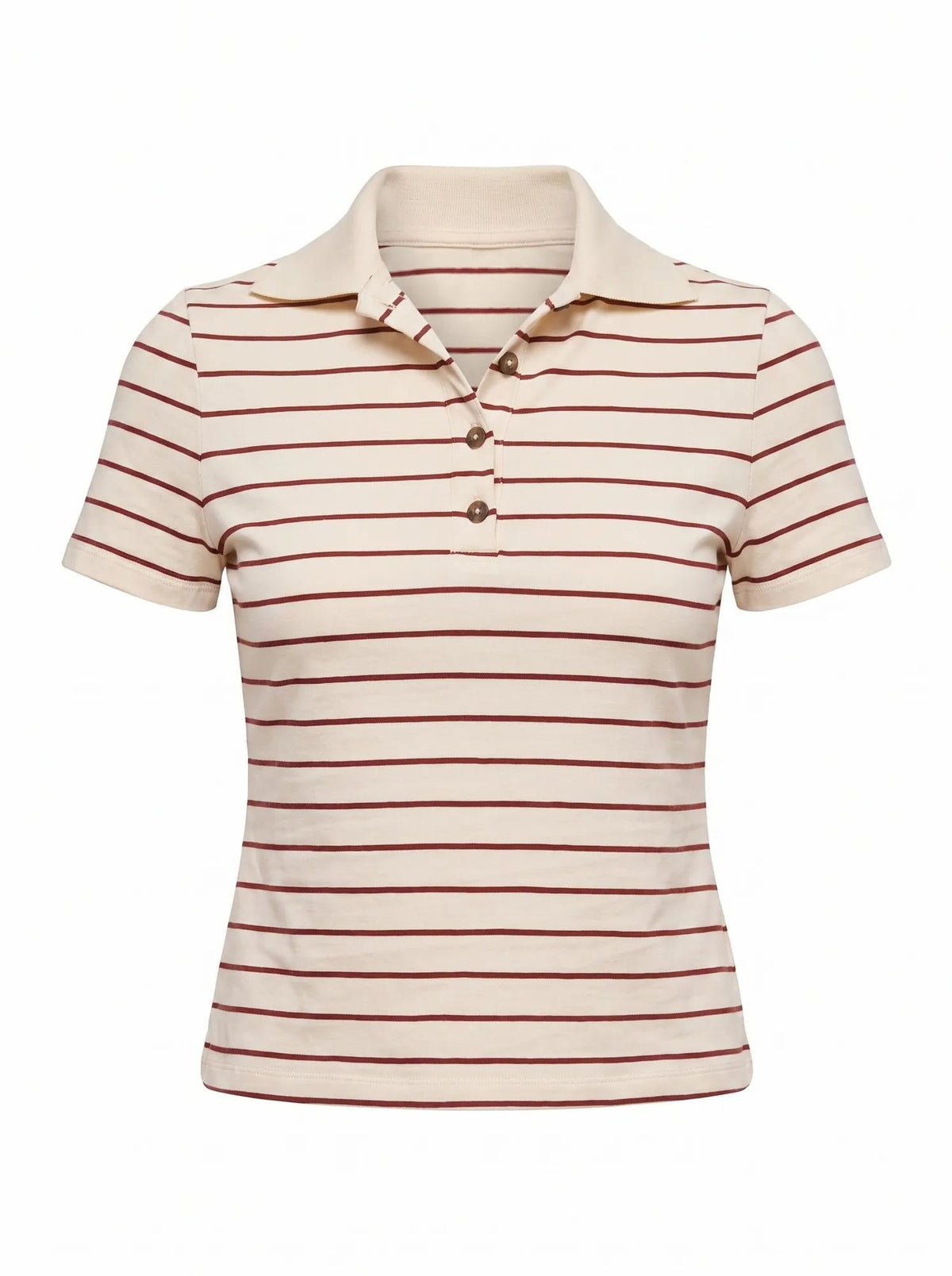 Scottie Çizgili Polo Bluz Krem/ Bordo Çizgili