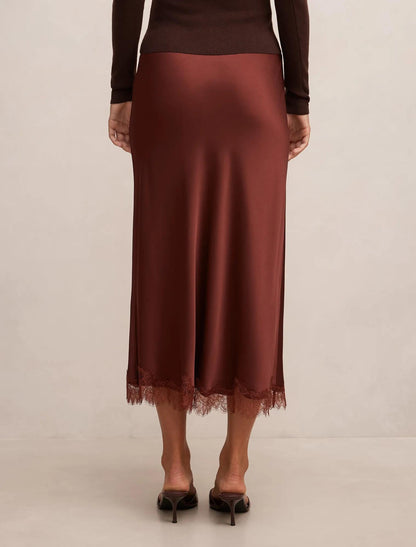 Enola Dantel Maxi Etek Deep Kiremit