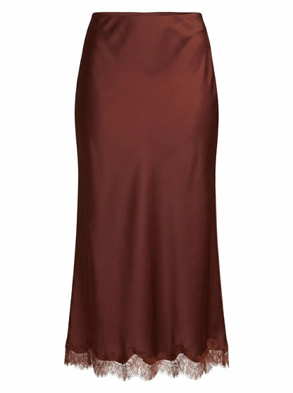 Enola Dantel Maxi Etek Deep Kiremit