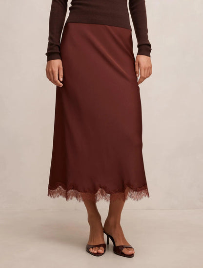 Enola Dantel Maxi Etek Deep Kiremit