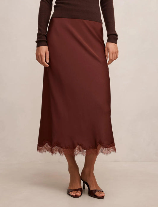 Enola Dantel Maxi Etek Deep Kiremit