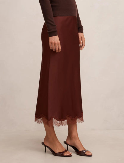 Enola Dantel Maxi Etek Deep Kiremit