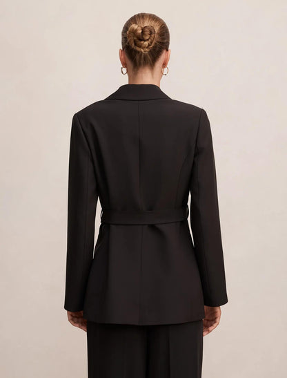 Bella Kemerli Blazer Ceket Siyah