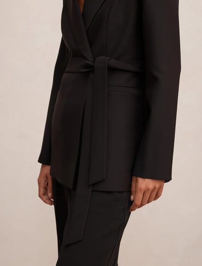 Bella Kemerli Blazer Ceket Siyah