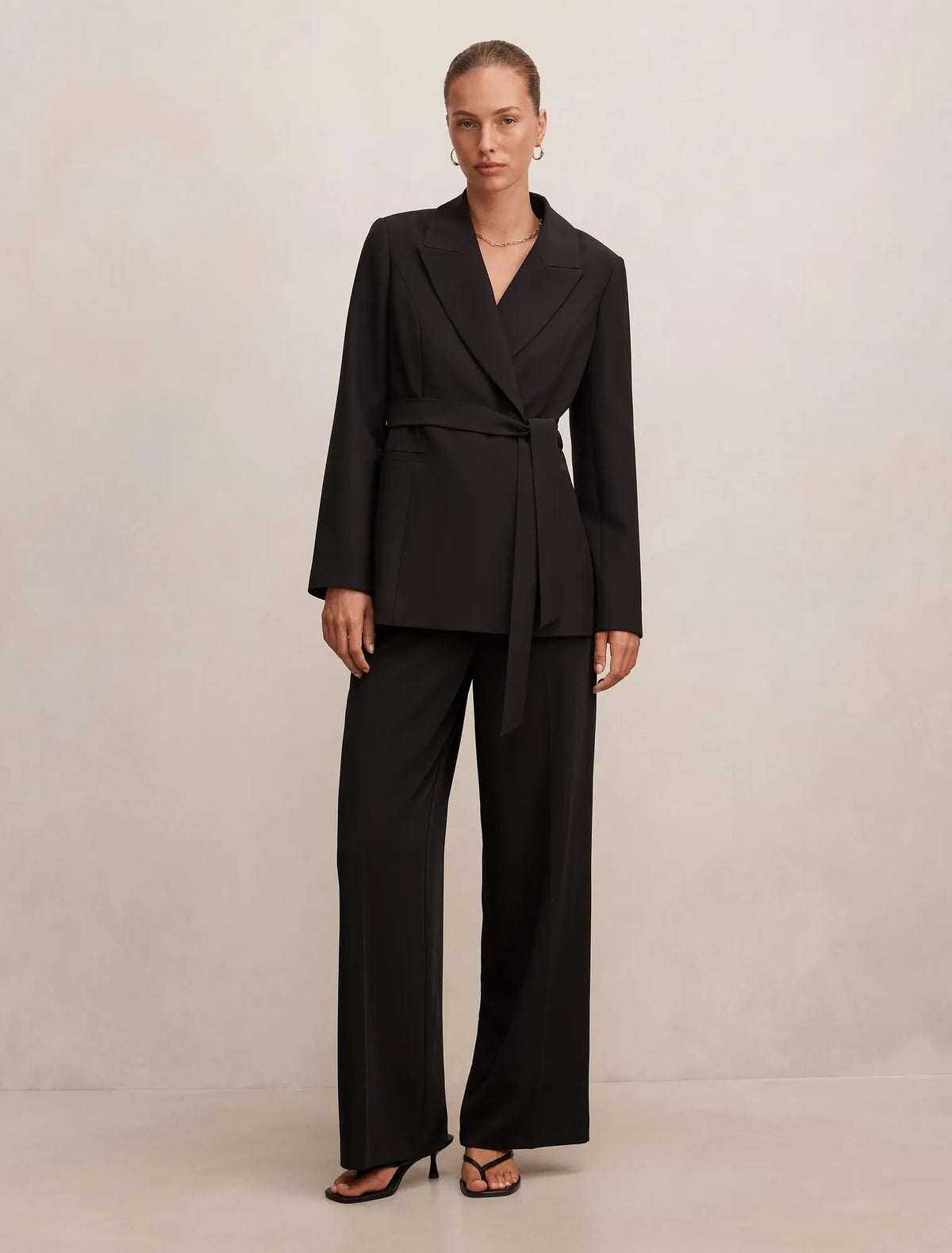 Bella Kemerli Blazer Ceket Siyah