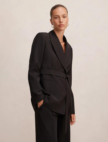 Bella Kemerli Blazer Ceket Siyah