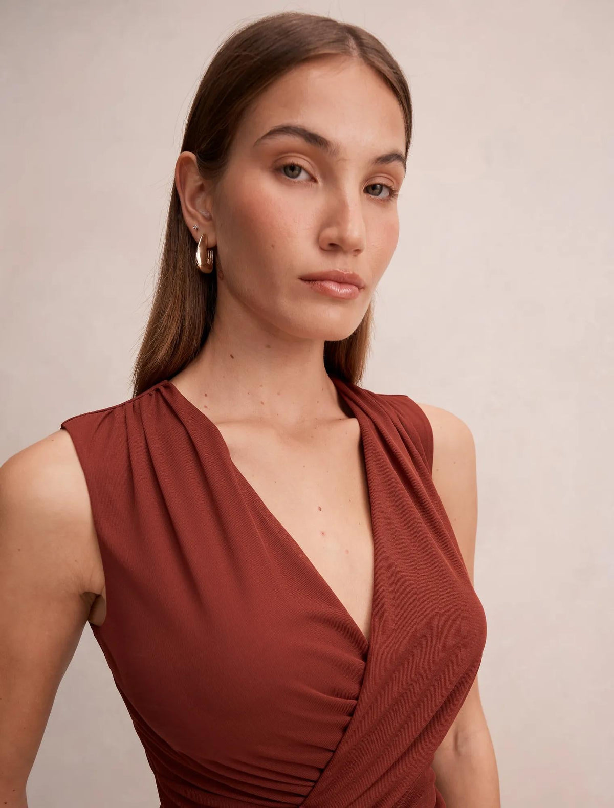 Candice Metal Aksesuar Detaylı Şal Bluz Gül Kiremiti