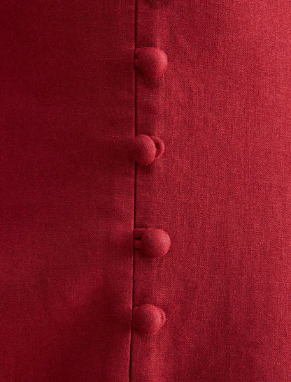 Ina Düğmeli Midi Elbise Pomegranate