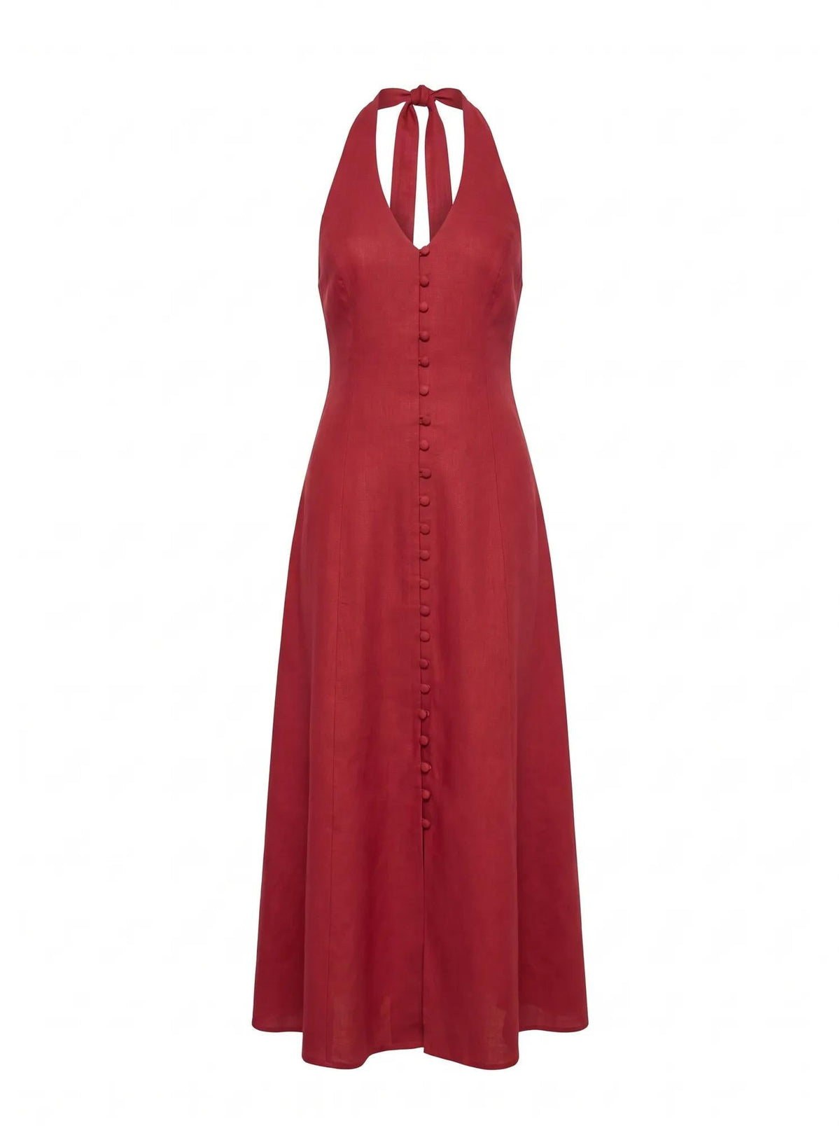 Ina Düğmeli Midi Elbise Pomegranate