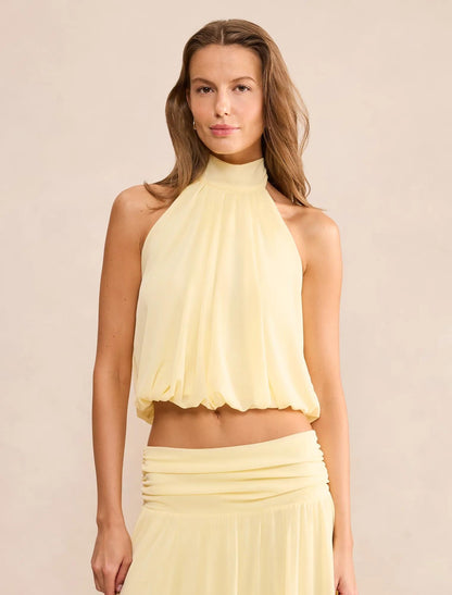 Layne Balon Kesim Waist Boyundan Bağlamalı Bluz Daffodil Sarı