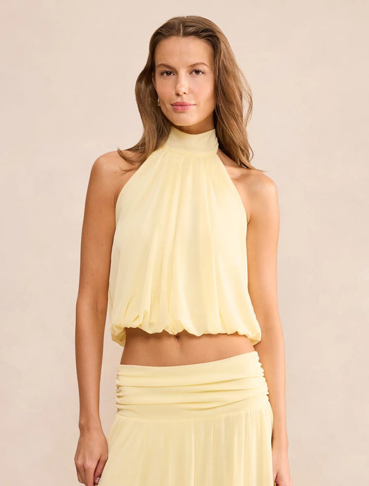 Layne Balon Kesim Waist Boyundan Bağlamalı Bluz Daffodil Sarı