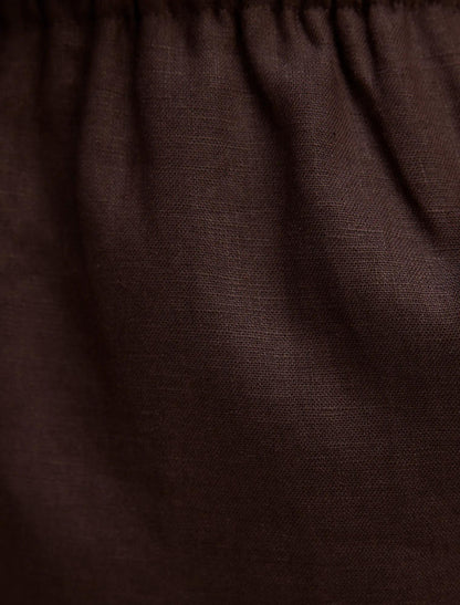 Lily Bağcıklı Keten Pantolon Koyu Çikolata Kahvesi