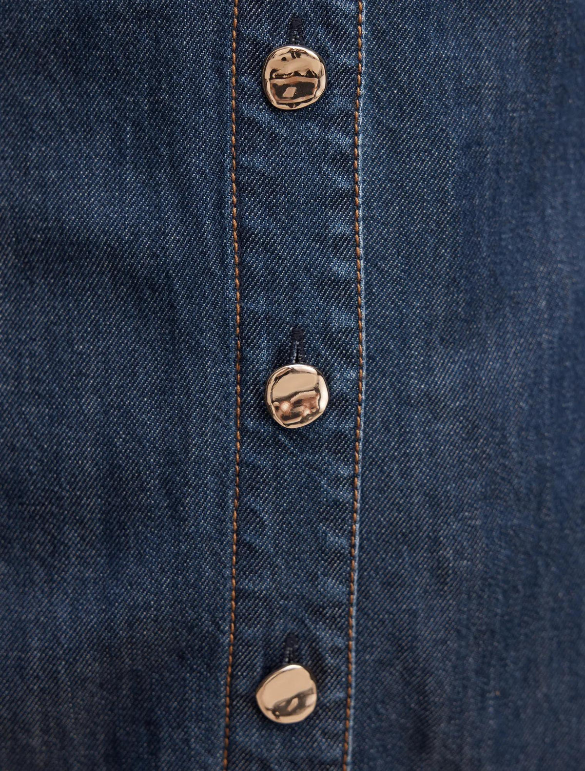 Penny Cinched Waist Midi Elbise İndigo Chambray