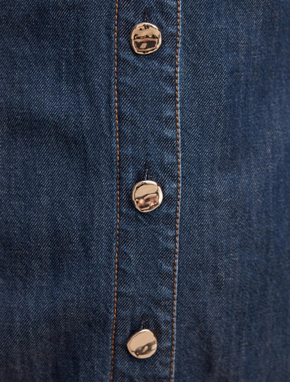 Penny Cinched Waist Midi Elbise İndigo Chambray