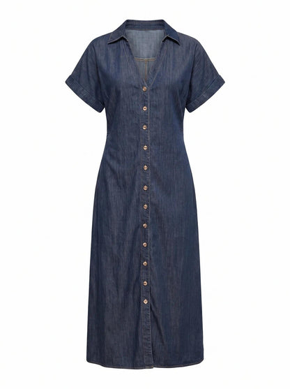 Penny Cinched Waist Midi Elbise İndigo Chambray