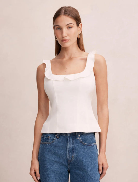Kennedy Frill Bluz Kırık Beyaz