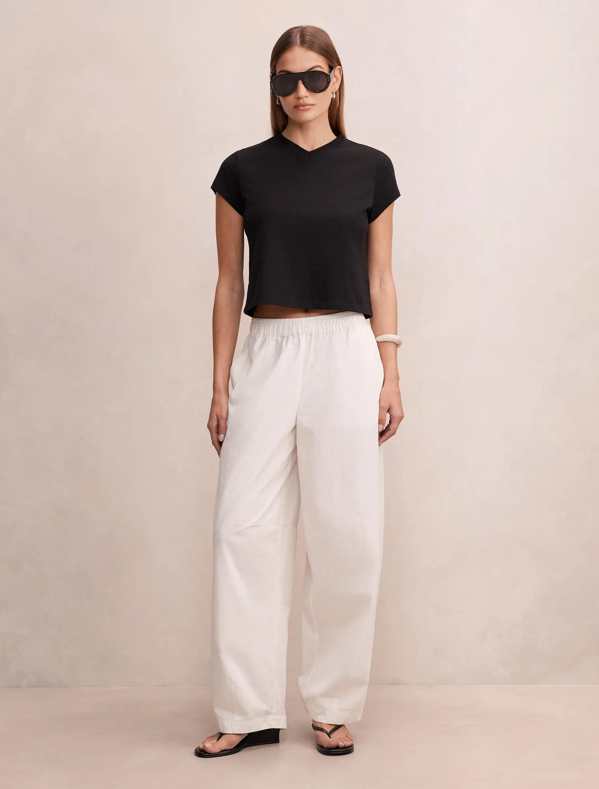 Rowan Barrel Leg Pantolon Kırık Beyaz