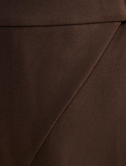 Mila Şal Geniş Paça Pantolon Koyu Çikolata Kahvesi