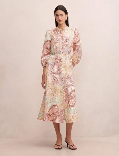 Halle Desenli Midi Elbise Halle Paisley
