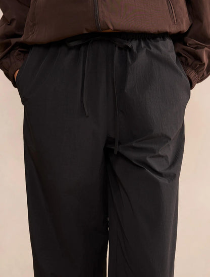 Billie Lastikli Bel Geniş Paça Pantolon Siyah