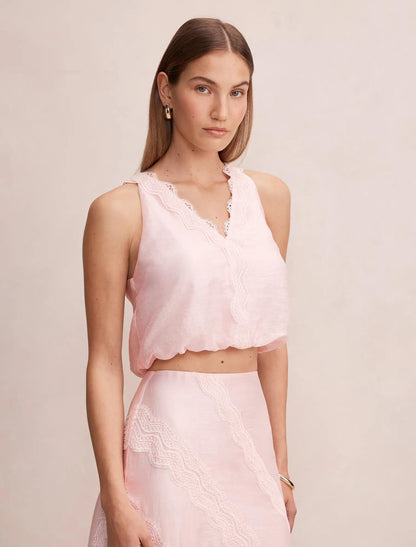 Maeve Bağlamalı Dantel Bluz Primrose Pembe