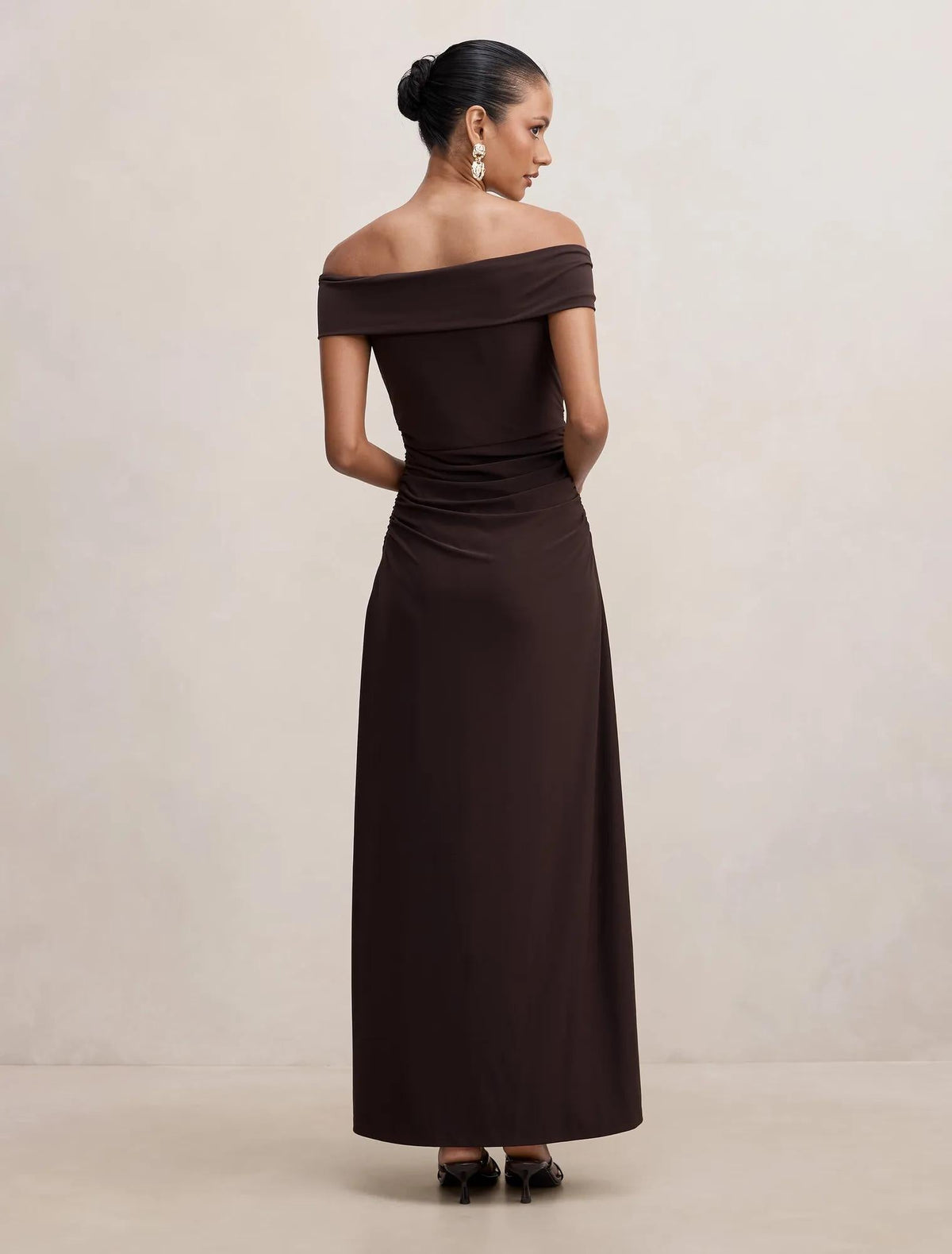 Daisy Petite Bardot Maxi Elbise Çikolata Kahvesi