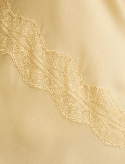Cosette Dantel Insert Maxi Elbise Yumuşak Sarı