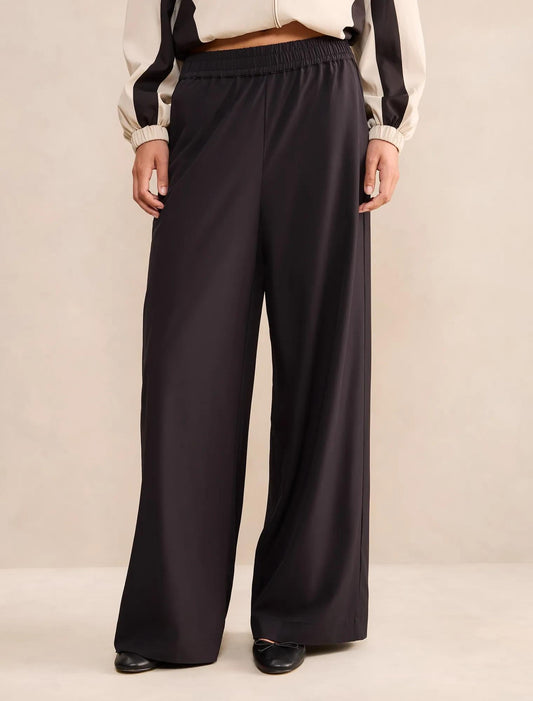 Leighton Geniş Paça Pantolon Siyah