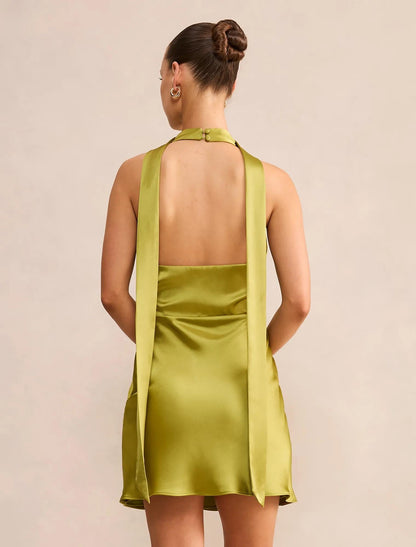 Kat Petite Cowl Şal Mini Elbise Armut Yeşil