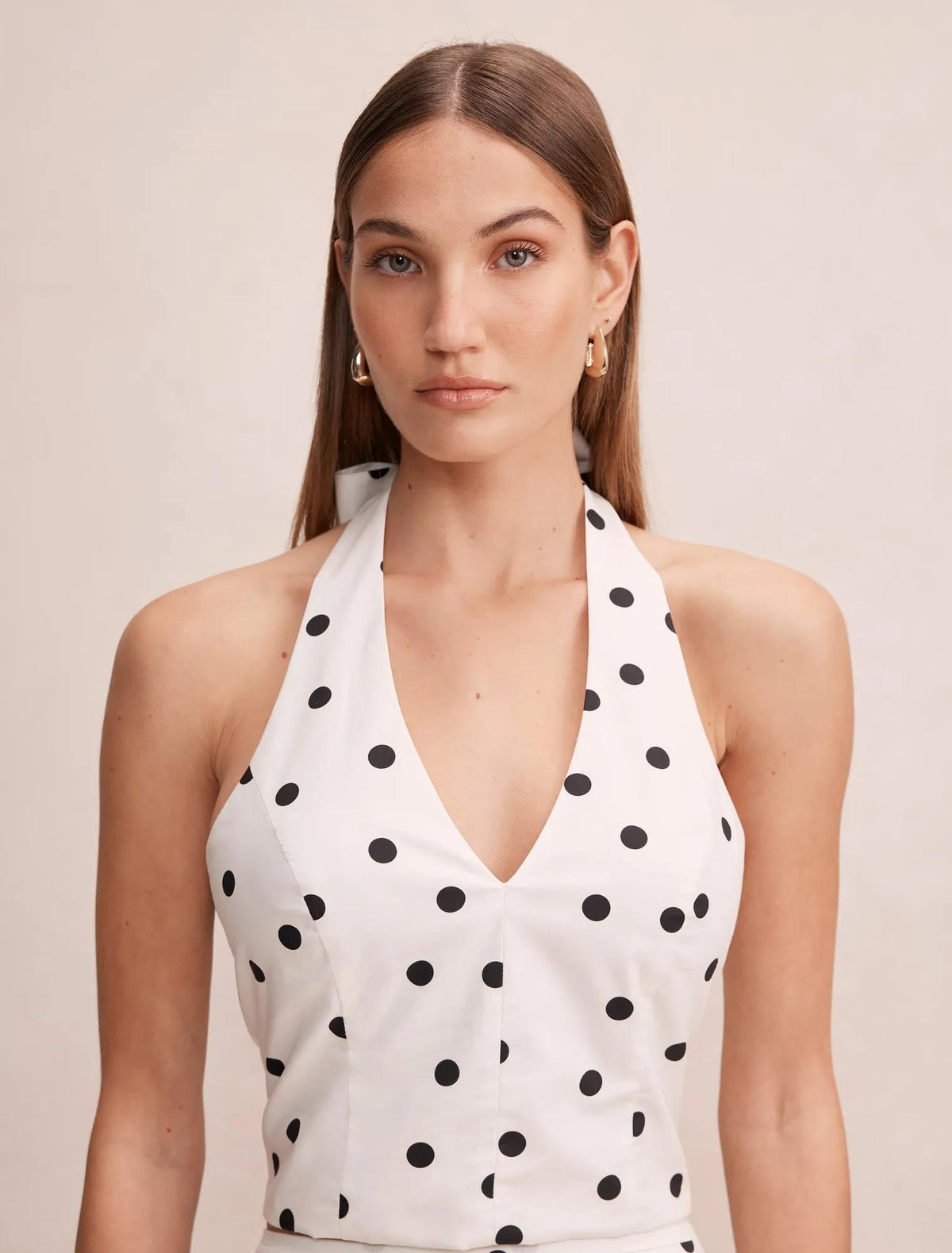 Magnolia Polka Dot Boyundan Bağlamalı Bluz Marseille Puantiyeli