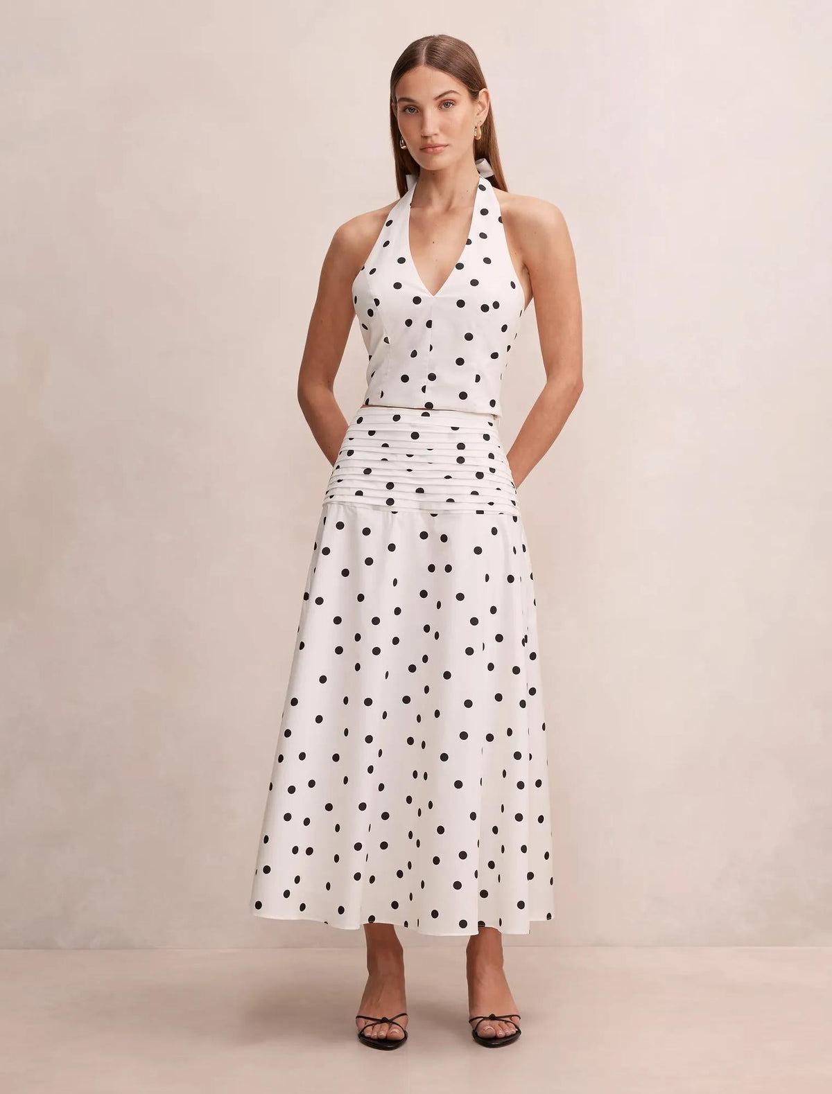 Magnolia Polka Dot Boyundan Bağlamalı Bluz Marseille Puantiyeli