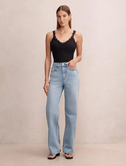 Emma Mid Rise Balon Paça Jean Açık Yıkama