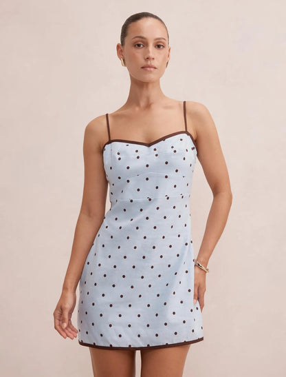 Jenny Petite Piped Mini Elbise Mavi Cyprus Puantiyeli