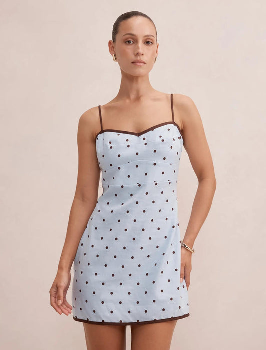 Jenny Petite Piped Mini Elbise Mavi Cyprus Puantiyeli