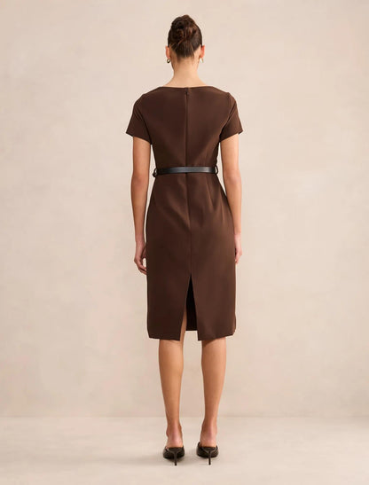 Georgina Diz Length Midi Elbise Çikolata Kahvesi