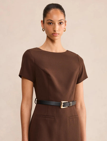 Georgina Diz Length Midi Elbise Çikolata Kahvesi