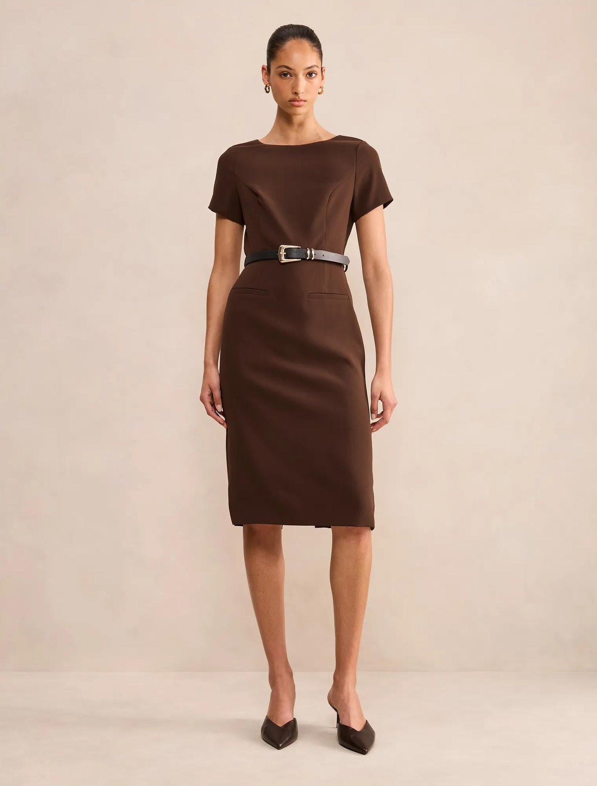 Georgina Diz Length Midi Elbise Çikolata Kahvesi