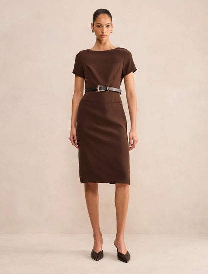 Georgina Diz Length Midi Elbise Çikolata Kahvesi