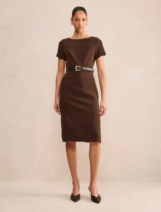 Georgina Diz Length Midi Elbise Çikolata Kahvesi
