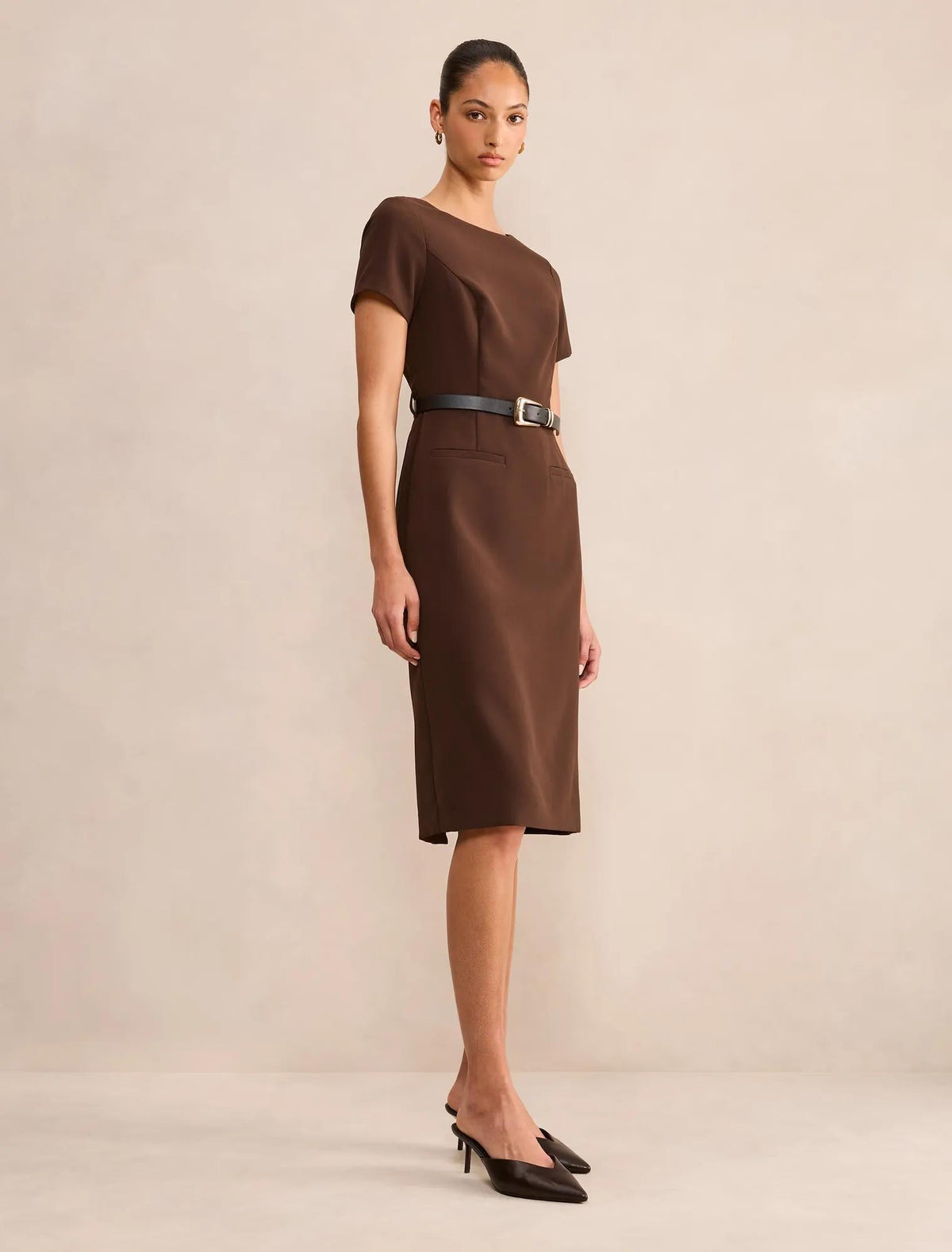 Georgina Diz Length Midi Elbise Çikolata Kahvesi