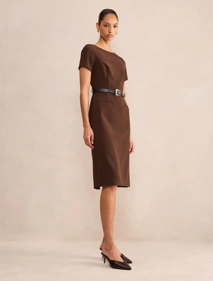 Georgina Diz Length Midi Elbise Çikolata Kahvesi