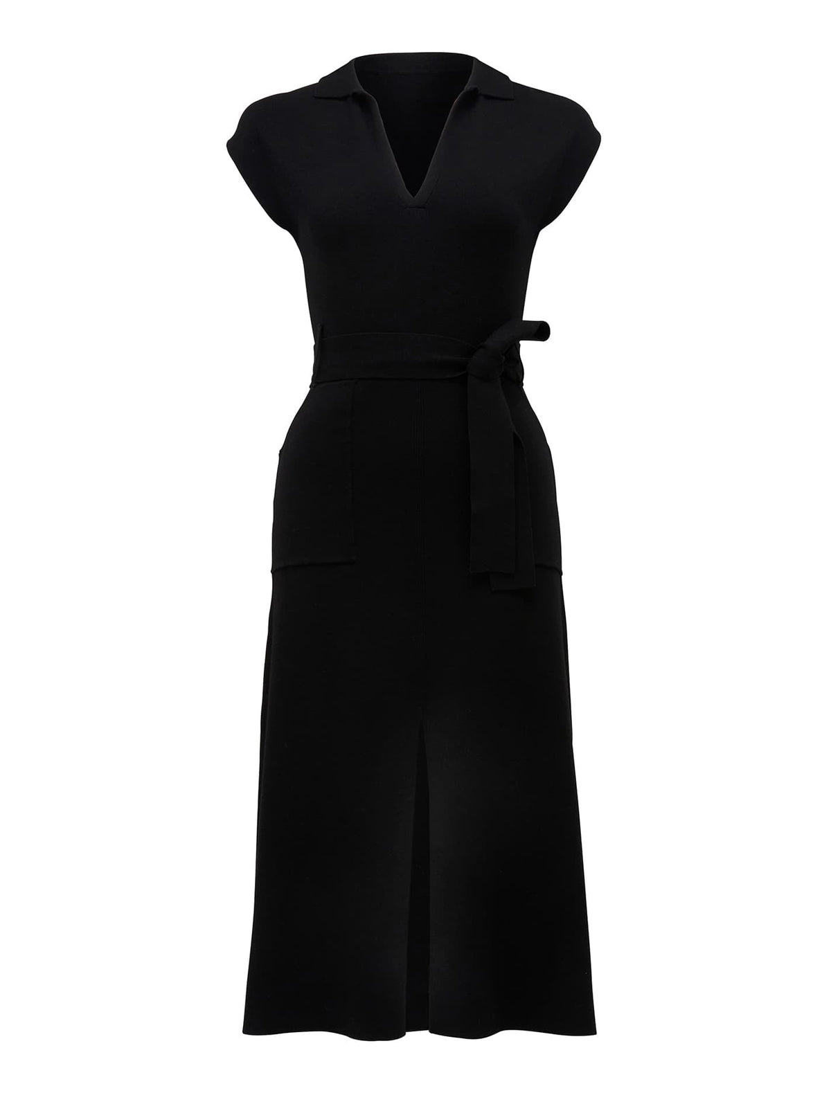 Mari Collar Triko Elbise Siyah