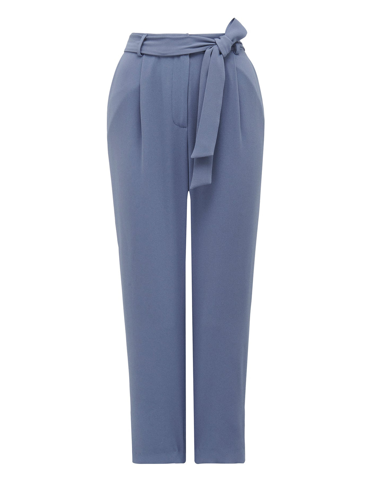 Penny Petite Bağlamalı-Waist Dar Paça Pantolon Ofis Stili Mavi