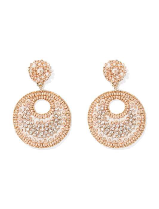 Dana Dia & Beaded Daire Kesim Sallantılı Küpe Gül Kurusu Altın Rengi